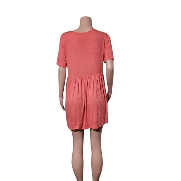 3/$20 Azules peach women's short sleeves mini pleated dress L, M - Picture 3 of 4